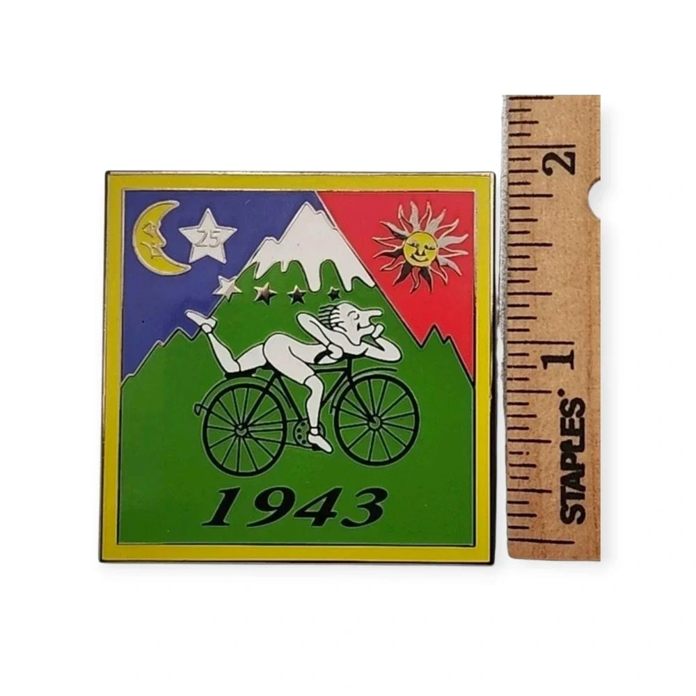 Bicycle Day *Glows- in -the- Dark*  Enamel Pin,‎ Brooch, Psychedelic Pin hatpin